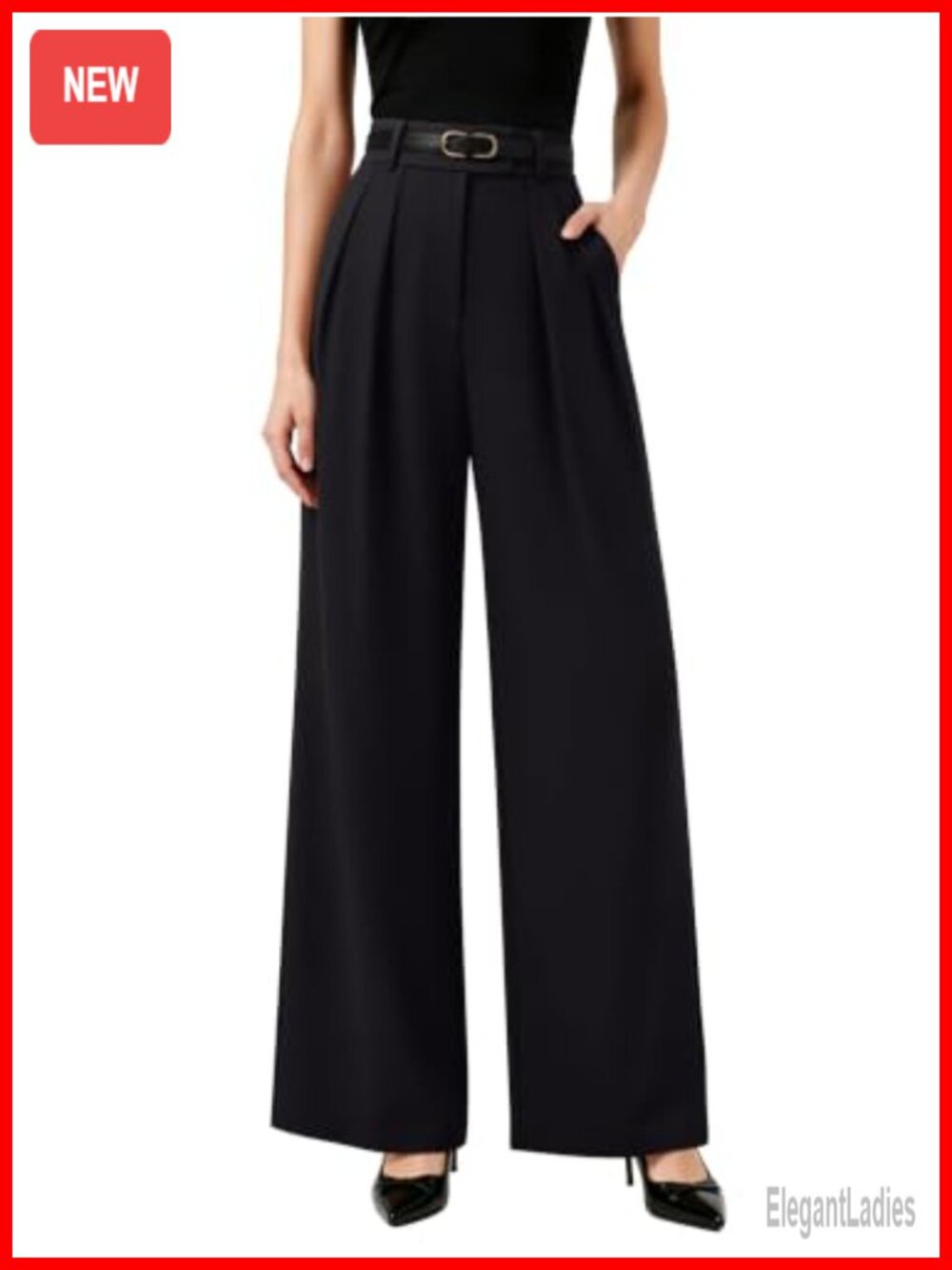 Womens Wide Leg Work Dress Pants Business Casual High Waisted Pleated